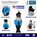 Santa the Police Officer Glass Christmas Ornament, Law Enforcement Cop Tree Decor