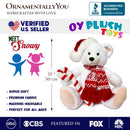 Snowy the Polar Bear Plushie, Cute Kids’ 12" Christmas Stuffed Toy, Santa Hat and Candy Cane