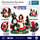Solar Powered Little Red Riding Hood Garden Statue, 12" Lighted Fairy Tale Figurine Outdoor Decor