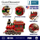 Vintage Holiday Express Train Glass Christmas Ornament