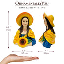 Mona Lisa The Sunflower Guardian Art Sculpture Figurine, 7" Spring Garden Statue and Leonardo Da Vinci Mix