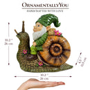 The Snailbound Gnome Cute Verdant Garden Statue, 10" Outdoor Yard or Forest Snail Decoration