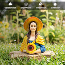 Mona Lisa The Sunflower Guardian Art Sculpture Figurine, 7" Spring Garden Statue and Leonardo Da Vinci Mix