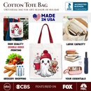 Cute Ghost Christmas Tote Bag, Adorable Gingerbread and Cocoa Holiday Gift Shopper