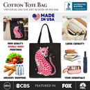 Pink Leopard Valentine Canvas Tote Bag, Cute Hearts Reusable Urban Bag