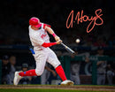 Austin Hays Blackout Swing Autographed Philadelphia Phillies 11" x 14" Baseball Photo