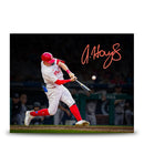 Austin Hays Blackout Swing Autographed Philadelphia Phillies 11" x 14" Baseball Photo