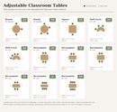 Round Adjustable Kids Classroom Table – 36" Diameter, 13" to 17" Height