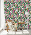 Stylish Pink Exotic Flowers Wallpaper Fashionable