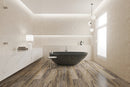 SPC Vinyl Rigid Core 7" Width 60" RL, 6mm Thick, 1.5mm IXPE Azalea, Flamboyant Floors - Mazzia Collection bath view