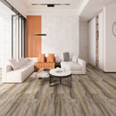 SPC Vinyl Rigid Core 7" Width 60" RL, 6mm Thick, 1.5mm IXPE Azalea, Flamboyant Floors - Mazzia Collection living room view