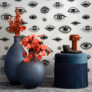 Abstract Wallpaper Featuring Stylized Eyes in Black and White - B027