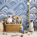 Abstract Wallpaper with Hand-Drawn Waves in Blue - B029