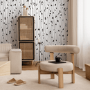 Scandinavian Wallpaper with Hand-Drawn Leafy Stems in Black and White - B060