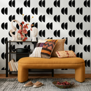 Minimalist Wallpaper with a Half-Circle Motif in Black - B068