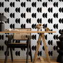 Minimalist Wallpaper with a Half-Circle Motif in Black - B068