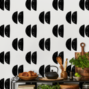 Minimalist Wallpaper with a Half-Circle Motif in Black - B068