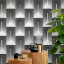 Art Deco Wallpaper with a Linear Arch Motif in Black and White - B079