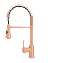 Copper Kitchen Faucet with Soap Dispenser, Single Handle Solid Brass High Arc Pull Down Sprayer Head Kitchen Sink Faucets with Deck Plate