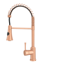 Copper Kitchen Faucet with Soap Dispenser, Single Handle Solid Brass High Arc Pull Down Sprayer Head Kitchen Sink Faucets with Deck Plate