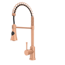 Copper Kitchen Faucet with Soap Dispenser, Single Handle Solid Brass High Arc Pull Down Sprayer Head Kitchen Sink Faucets with Deck Plate