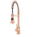 Copper Kitchen Faucet with Soap Dispenser, Single Handle Solid Brass High Arc Pull Down Sprayer Head Kitchen Sink Faucets with Deck Plate