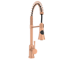 Copper Kitchen Faucet with Soap Dispenser, Single Handle Solid Brass High Arc Pull Down Sprayer Head Kitchen Sink Faucets with Deck Plate