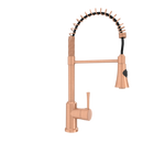 Copper Kitchen Faucet with Soap Dispenser, Single Handle Solid Brass High Arc Pull Down Sprayer Head Kitchen Sink Faucets with Deck Plate