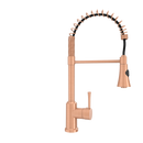 Copper Kitchen Faucet with Soap Dispenser, Single Handle Solid Brass High Arc Pull Down Sprayer Head Kitchen Sink Faucets with Deck Plate
