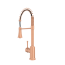 Copper Kitchen Faucet with Soap Dispenser, Single Handle Solid Brass High Arc Pull Down Sprayer Head Kitchen Sink Faucets with Deck Plate
