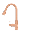 Copper Kitchen Faucet with Soap Dispenser, Single Handle Solid Brass High Arc Pull Down Sprayer Head Kitchen Sink Faucets with Deck Plate