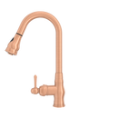 Copper Kitchen Faucet with Soap Dispenser, Single Handle Solid Brass High Arc Pull Down Sprayer Head Kitchen Sink Faucets with Deck Plate