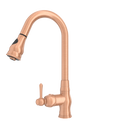 Copper Kitchen Faucet with Soap Dispenser, Single Handle Solid Brass High Arc Pull Down Sprayer Head Kitchen Sink Faucets with Deck Plate