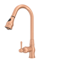 Copper Kitchen Faucet with Soap Dispenser, Single Handle Solid Brass High Arc Pull Down Sprayer Head Kitchen Sink Faucets with Deck Plate