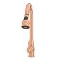 Copper Kitchen Faucet with Soap Dispenser, Single Handle Solid Brass High Arc Pull Down Sprayer Head Kitchen Sink Faucets with Deck Plate