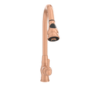 Copper Kitchen Faucet with Soap Dispenser, Single Handle Solid Brass High Arc Pull Down Sprayer Head Kitchen Sink Faucets with Deck Plate