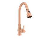 Copper Kitchen Faucet with Soap Dispenser, Single Handle Solid Brass High Arc Pull Down Sprayer Head Kitchen Sink Faucets with Deck Plate