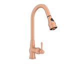 Copper Kitchen Faucet with Soap Dispenser, Single Handle Solid Brass High Arc Pull Down Sprayer Head Kitchen Sink Faucets with Deck Plate