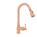 Copper Kitchen Faucet with Soap Dispenser, Single Handle Solid Brass High Arc Pull Down Sprayer Head Kitchen Sink Faucets with Deck Plate