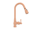 Copper Kitchen Faucet with Soap Dispenser, Single Handle Solid Brass High Arc Pull Down Sprayer Head Kitchen Sink Faucets with Deck Plate