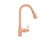 Copper Kitchen Faucet with Soap Dispenser, Single Handle Solid Brass High Arc Pull Down Sprayer Head Kitchen Sink Faucets with Deck Plate
