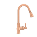 Copper Kitchen Faucet with Soap Dispenser, Single Handle Solid Brass High Arc Pull Down Sprayer Head Kitchen Sink Faucets with Deck Plate
