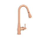 Copper Kitchen Faucet with Soap Dispenser, Single Handle Solid Brass High Arc Pull Down Sprayer Head Kitchen Sink Faucets with Deck Plate