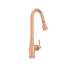 Copper Kitchen Faucet with Soap Dispenser, Single Handle Solid Brass High Arc Pull Down Sprayer Head Kitchen Sink Faucets with Deck Plate