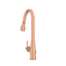 Copper Kitchen Faucet with Soap Dispenser, Single Handle Solid Brass High Arc Pull Down Sprayer Head Kitchen Sink Faucets with Deck Plate