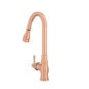 Copper Kitchen Faucet with Soap Dispenser, Single Handle Solid Brass High Arc Pull Down Sprayer Head Kitchen Sink Faucets with Deck Plate