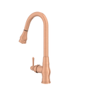 Copper Kitchen Faucet with Soap Dispenser, Single Handle Solid Brass High Arc Pull Down Sprayer Head Kitchen Sink Faucets with Deck Plate