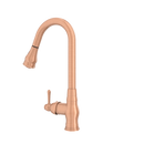 Copper Kitchen Faucet with Soap Dispenser, Single Handle Solid Brass High Arc Pull Down Sprayer Head Kitchen Sink Faucets with Deck Plate