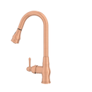 Copper Kitchen Faucet with Soap Dispenser, Single Handle Solid Brass High Arc Pull Down Sprayer Head Kitchen Sink Faucets with Deck Plate