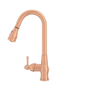 Copper Kitchen Faucet with Soap Dispenser, Single Handle Solid Brass High Arc Pull Down Sprayer Head Kitchen Sink Faucets with Deck Plate